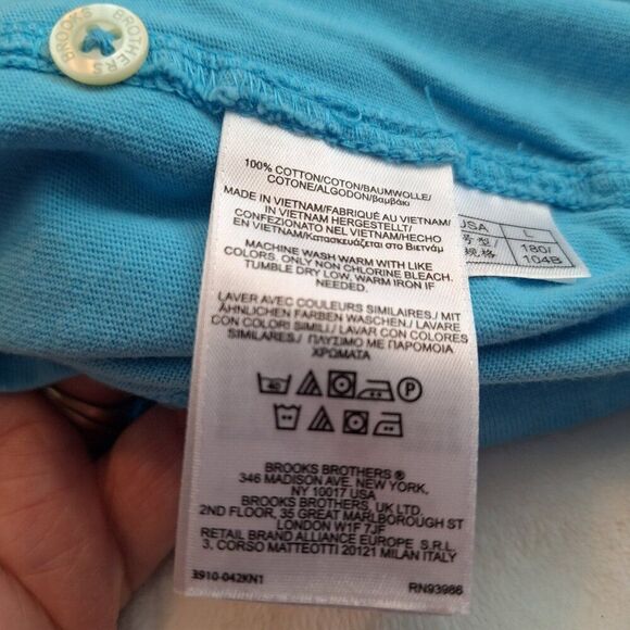 Brooks Brothers 346 Men's Size Large Short Sleeve Turquoise‎ Polo Golf Preppy - Picture 9 of 9